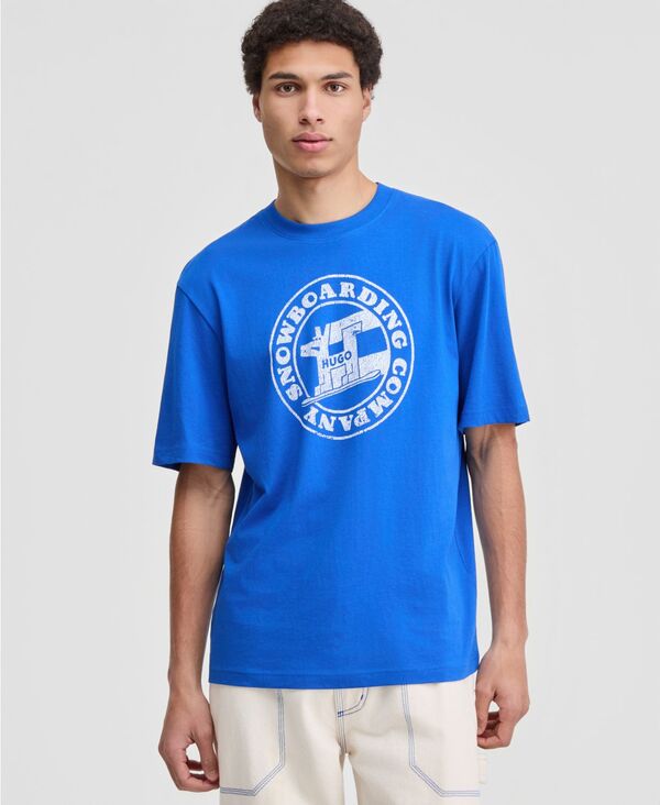 ヒューゴボス メンズ トップス シャツ クルーネック 半袖 グラフィック Hugo Boss Men's Napolux Short-Sleeve Crewneck Graphic T-Shirt Blue ブルー