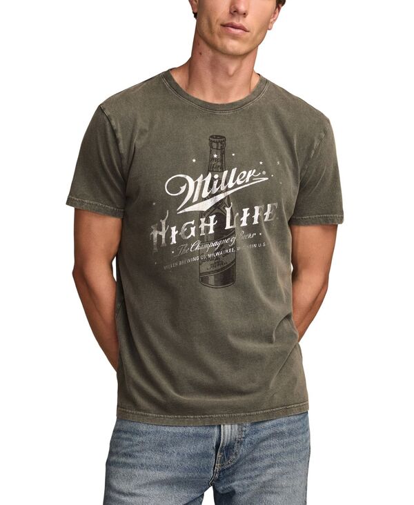 ラッキーブランド メンズ トップス Tシャツ Lucky Brand Men's Regular-Fit Miller High Life T-Shirt Olive green グリーン