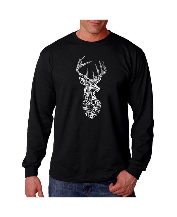 エルエーポップアート メンズ トップス Tシャツ LA Pop Art Men's Word Art Long Sleeve T-Shirt- Types of Deer Black ブラック｜ReVida 店