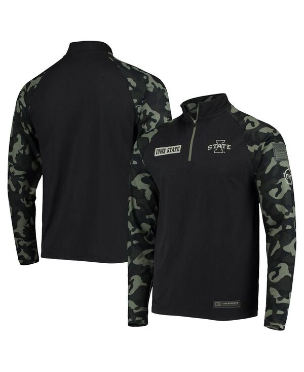 円形劇場 メンズ アウター 上衣・上衣 Colosseumen\u0027s Black Camo Iowa State Cyclones OHT Military-Inspired Appreciation Take Flight Raglan Quarter-Zip Jacket Black Camo 黒いこと
