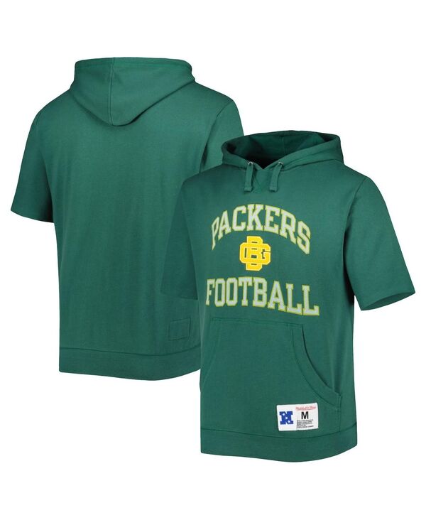 ミッチェル&ネス メンズ アウター パーカー・スウェット Mitchell & Ness Men's Green Bay Packers Washed Short Sleeve Pullover Hoodie Green グリーン
