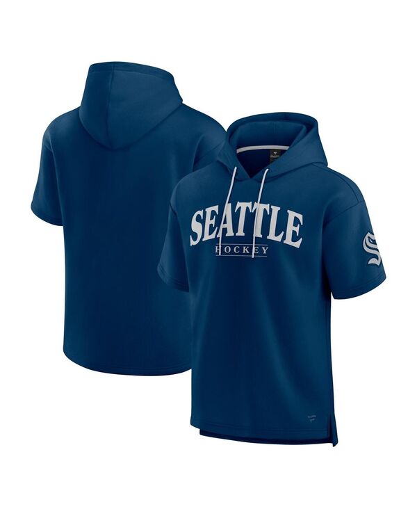 ファナティクス メンズ アウター パーカー・スウェット Fanatics Men\u0027s Deep Sea Blue Seattle Kraken Elements Ready Short Sleeve Pullover Hoodie Deep Sea Blue 青み