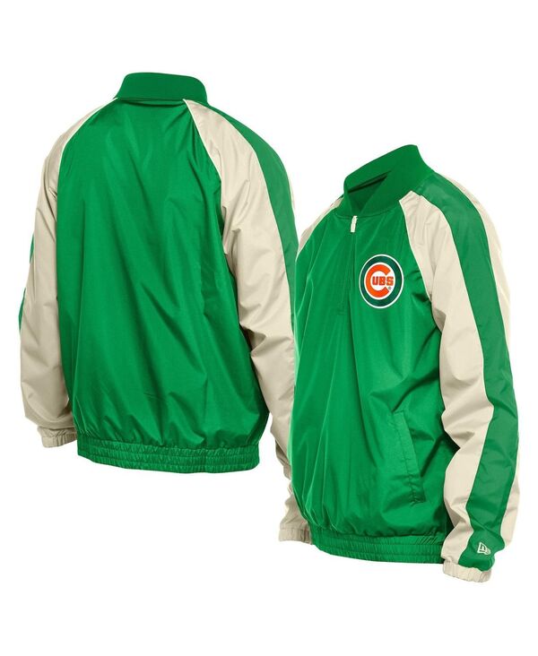 ニューエラ メンズ アウター ジャケット・ブルゾン パーカー New Era Men's Kelly Green Chicago Cubs Ripstop Raglan Quarter-Zip Hoodie Windbreaker Jacket Kelly Green グリーン