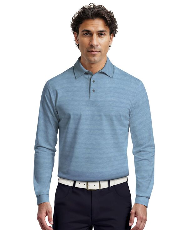 ピージーエーツアー メンズ トップス ポロシャツ プリント 長袖 PGA TOUR Men's Jaspe Print Long-Sleeve Golf Polo Shirt Delphinium Heather ヘザー