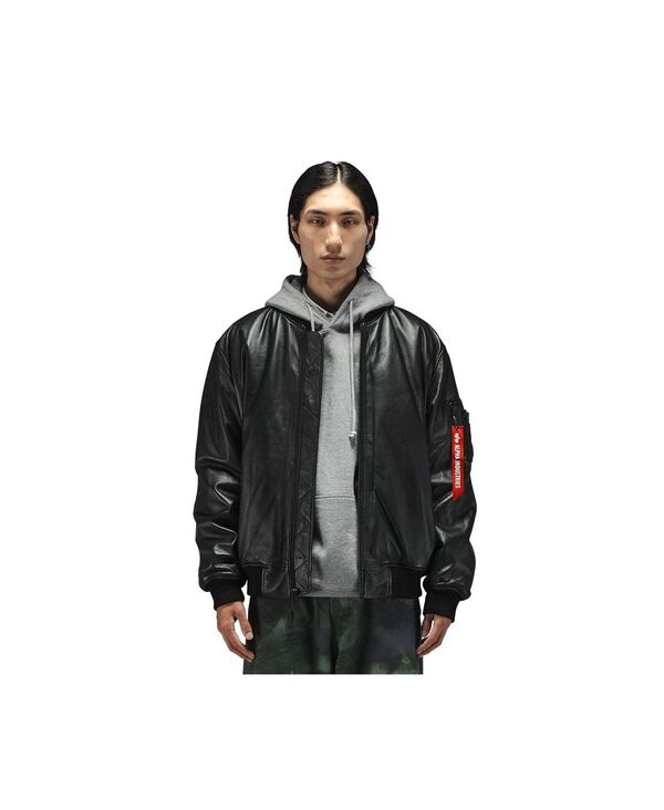 アルファインダストリーズ メンズ アウター ジャケット・ブルゾン レザー Alpha Industries Men's Leather Ma-1 Flight Jacket Black ブラック