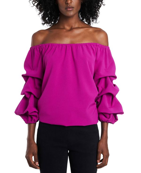 史上最も激安 ミスク レディース シャツ トップス Off The Shoulder Puff Sleeve Top Amethyst Purple 安い Dways Id