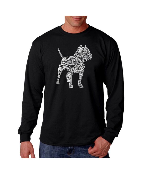 エルエーポップアート メンズ トップス Tシャツ LA Pop Art Men's Word Art Long Sleeve T-Shirt - Pit bull Black ブラック
