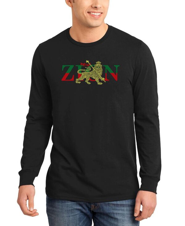 エルエーポップアート メンズ トップス Tシャツ LA Pop Art Men's Zion - One Love Word Art Long Sleeve T-shirt Black ブラック