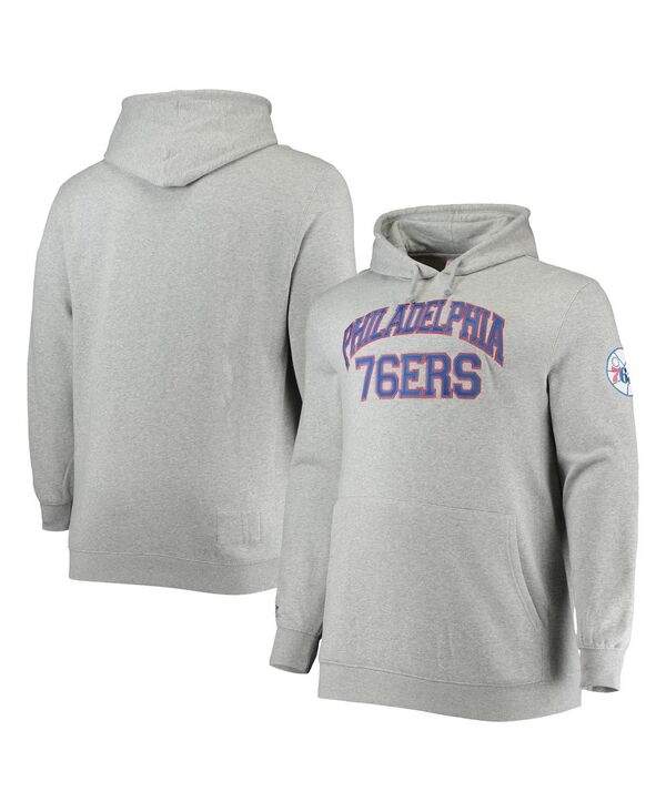 ミッチェル&ネス メンズ アウター パーカー・スウェットール Mitchell & Ness Men's Heather Gray Philadelphia 76Ers Hardwood Classics Big and Tall Throwback Pullover Hoodie Heathered Gray グレー