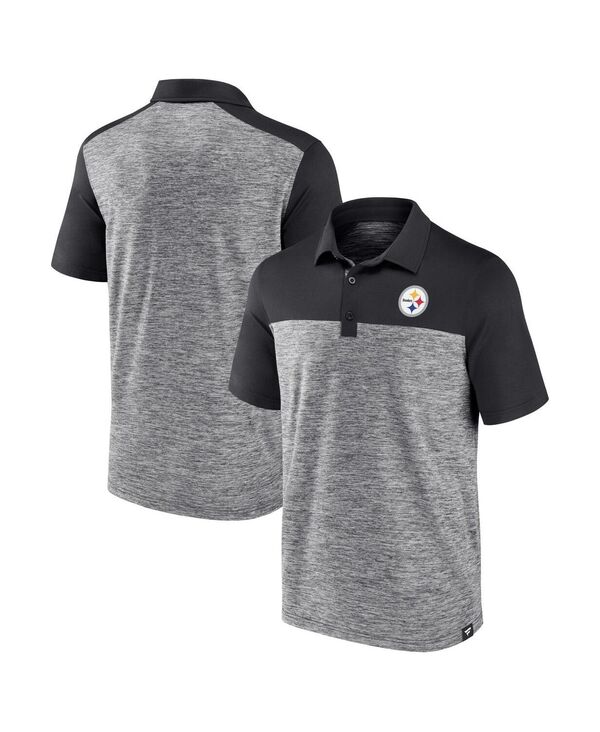 ファナティクス メンズ トップス ポロシャツ Tシャツ Fanatics Men's Heather Charcoal Pittsburgh Steelers Clutch Polo Shirt Heather Charcoal チャコール