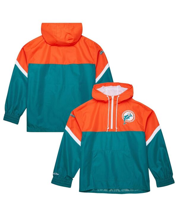 ミッチェル&ネス メンズ アウター ジャケット・ブルゾン ヴィンテージ ロゴ Mitchell & Ness Men's Orange/Aqua Miami Dolphins Tie Breaker Vintage Logo Lightweight Anorak Half-Zip Windbreaker Orange Aqua アクア