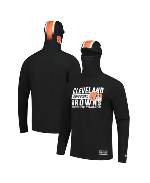 ニューエラ メンズ アウター パーカー・スウェット New Era Men's Black Cleveland Browns Functional Fandom Balaclava Helmet Stripe Tri-Blend Hoodie Black ブラック