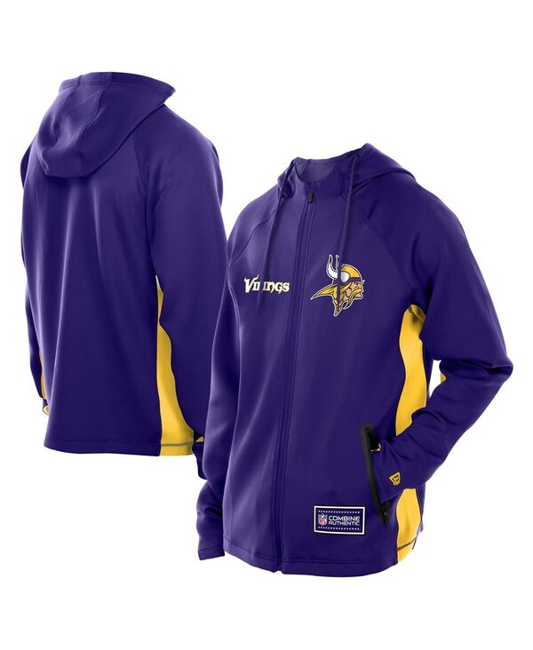 ニュー内鰓 メンズ アウター パーカー・スウェット アクアラング New Era Men\u0027s Purple Minnesota Vikings Combine Authentic Raglan Scuba Full-Zip Hoodie Purple パープル