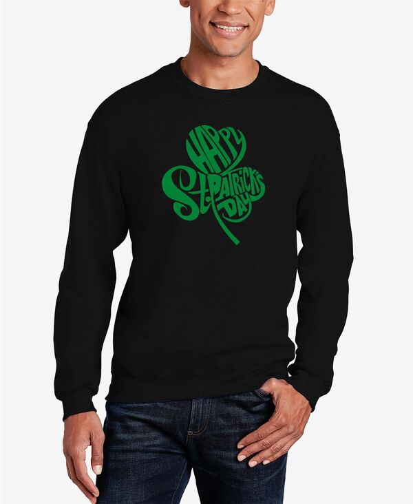 エルエーポップアート メンズ アウター パーカー・スウェット クルーネック シャツ LA Pop Art Men'st. Patrick's Day Shamrock Word Art Crewneck Sweatshirt Black ブラック