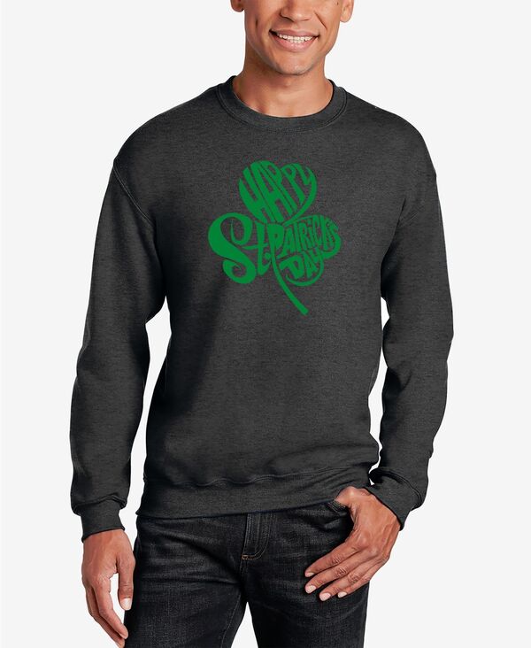 エルエーポップアート メンズ アウター パーカー・スウェット クルーネック シャツ LA Pop Art Men'st. Patrick's Day Shamrock Word Art Crewneck Sweatshirt Dark Gray グレー