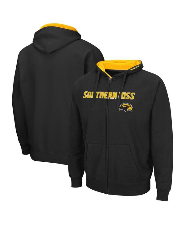 コロシアム メンズ アウター パーカー・スウェット ロゴ Colosseumen's Black Southern Miss Golden Eagles Arch and Logo 3.0 Full-Zip Hoodie Black ブラック