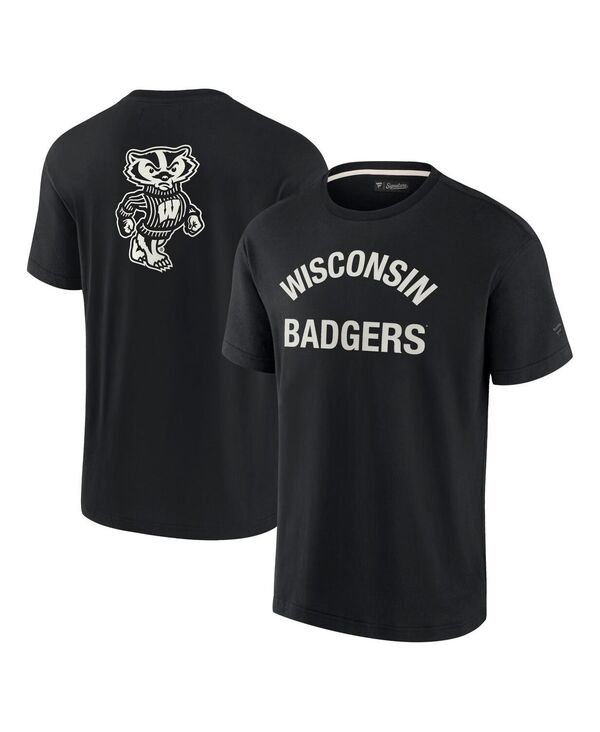 ファナティクス メンズ トップス プルオーバー Fanatics Men\u0027s and Women\u0027s Black Wisconsin Badgers Elementsuper Soft Short Sleeve T-Shirt Black 黒いこと