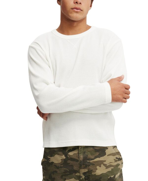 コットンオン メンズ トップス Tシャツ クロップド COTTON Men's Cropped Fitextured T-shirts White ホワイト
