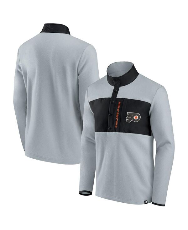 ファナティクス メンズ アウター ジャケット・ブルゾン フリース Fanatics Men's Gray Black Philadelphia Flyers Omni Polar Fleece Quarter-Snap Jacket Gray Black ブラック