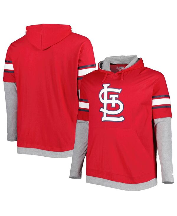 ニューエラ メンズ アウター パーカー・スウェットール New Era Men's Red St. Louis Cardinals Big and Tall Twofer Pullover Hoodie Red レッド