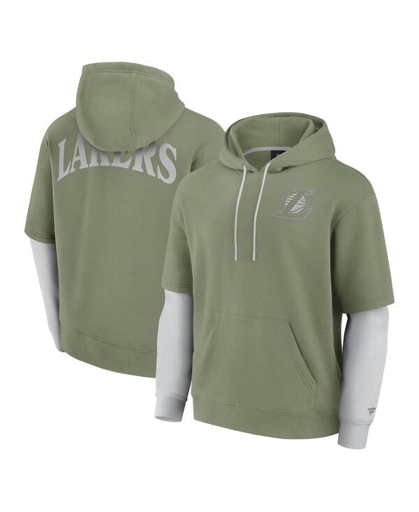 ファナティクス メンズ アウター パーカー・スウェット Fanatics Men's Olive Los Angeles Lakers Elementsleek Pullover Hoodie Olive オリーブ