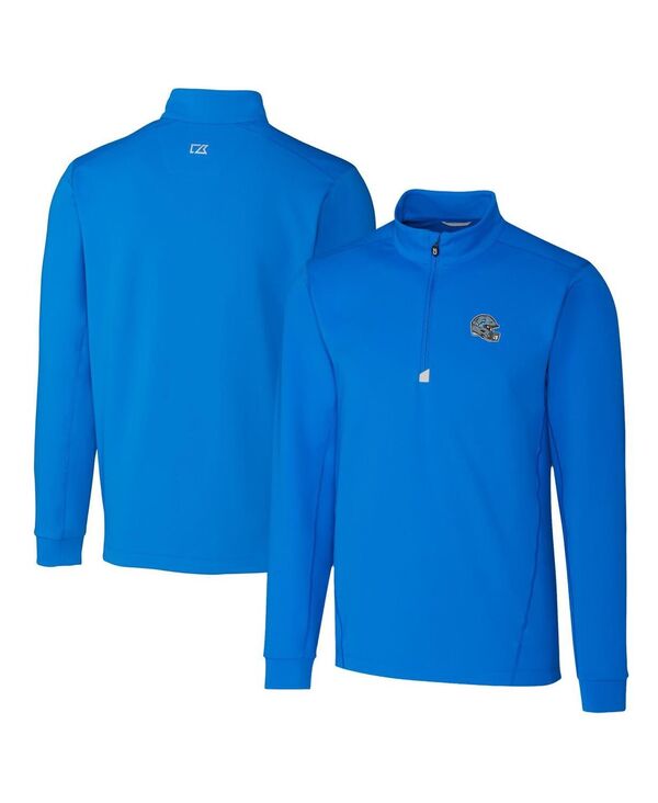 裁断師アンドうしろ側 メンズ アウター パーカー・スウェット Cutter \u0026 Buck Men\u0027s Blue Detroit Lions Helmetraverse Stretch Quarter-Zipullover Top Blue 青色