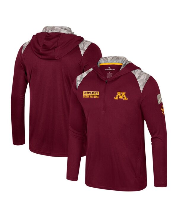 コロシアム メンズ アウター ジャケット・ブルゾン パーカー Colosseumen's Maroon Minnesota Golden Gophers OHT Military Appreciation Quarter-Zip Hoodie Jacket Maroon マルーン