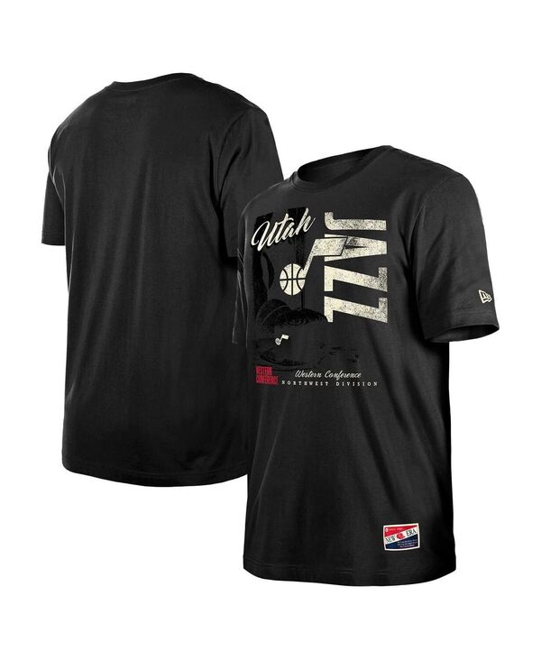 ニューエラ メンズ トップス Tシャツ ヴィンテージ New Era Men's Black Utah Jazz Distressed Throwback Vintage Color Pack T-Shirt Black ブラック