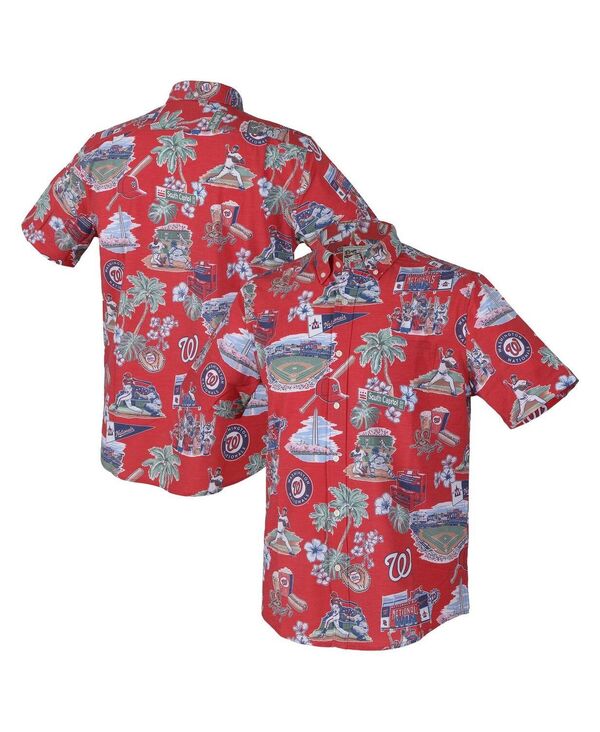 レインスプーナー メンズ トップス プルオーバー 落ちこむ Reyn Spooner Men\u0027s Red Washingtonationalscenic Tri-Blend Button-Down Shirt Red 赤いこと
