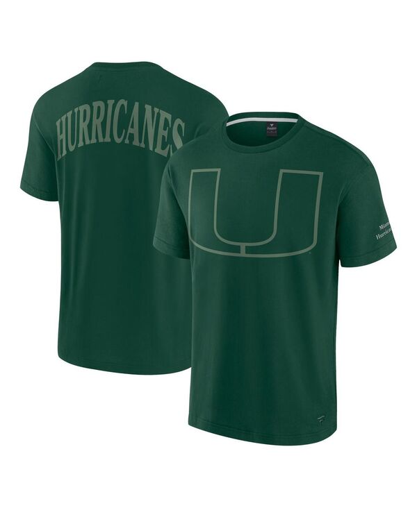 ファナティクス メンズ トップス Tシャツ Fanatics Men's Green Miami Hurricanes Iconic T-Shirt Green グリーン