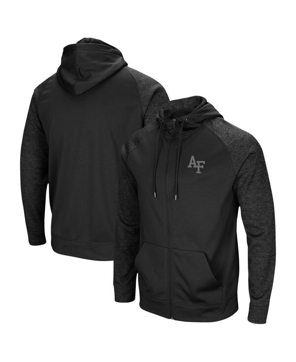 コロシアム メンズ アウター パーカー・スウェット Colosseumen's Black Air Force Falcons Blackout 3.0 Tonal Raglan Full-Zip Hoodie Black ブラック
