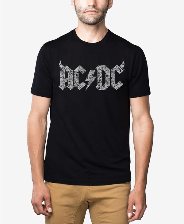エルエーポップアート メンズ トップス Tシャツ LA Pop Art Men's Premium Blend Word Art ACDC Song Titles T-shirt Black ブラック|ReVida 店
