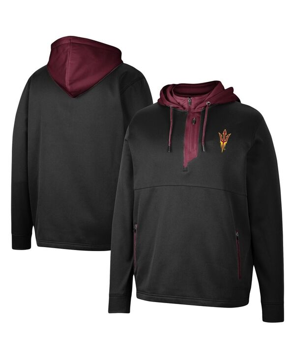 コロシアム メンズ アウター パーカー・スウェット Colosseumen's Black Arizona State Sun Devils Luge 3.0 Quarter-Zip Hoodie Black ブラック