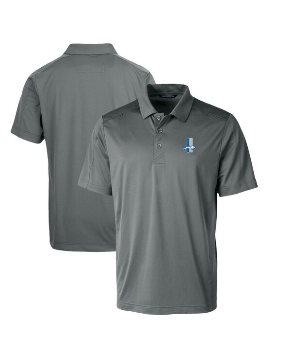 カッターアンドバック メンズ トップス ポロシャツ ロゴ Cutter & Buck Men's Detroit Lions Throwback Logo Prospectextured Stretch Polo Steel