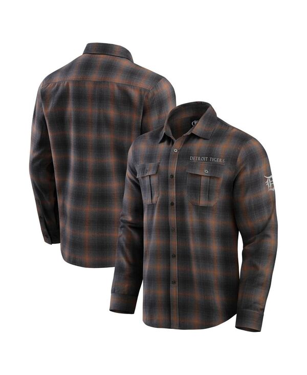 ファナティクス メンズ トップス シャツ Fanatics Men's Tan/Charcoal Detroitigers Classic Flannelong Sleeve Button-Up Shirtan Charcoal チャコール