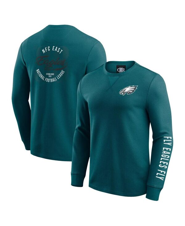 ファナティクス メンズ トップス Tシャツ ニット Fanatics Men's Kelly Green Philadelphia Eagles Washed Waffle-Knit Long Sleeve T-Shirt Green グリーン