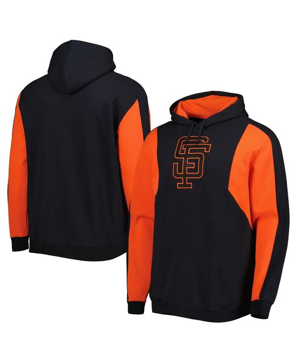 ミッチェル&ネス メンズ アウター パーカー・スウェット カラーブロック フリース Mitchell & Ness Men's Black and Orange San Francisco Giants Colorblocked Fleece Pullover Hoodie Black Orange ブラック