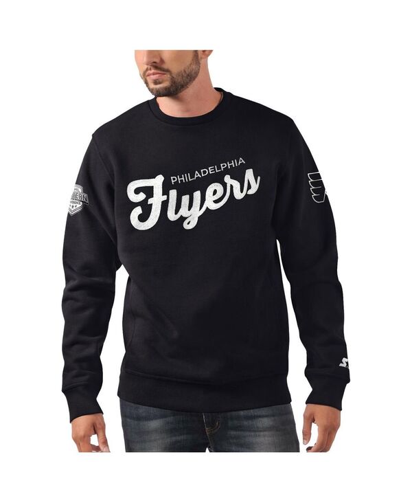 スターター メンズ アウター パーカー・スウェット シャツ Starter Men's x NHL Black Ice Black Philadelphia Flyers Cross Check Pullover Sweatshirt Black ブラック