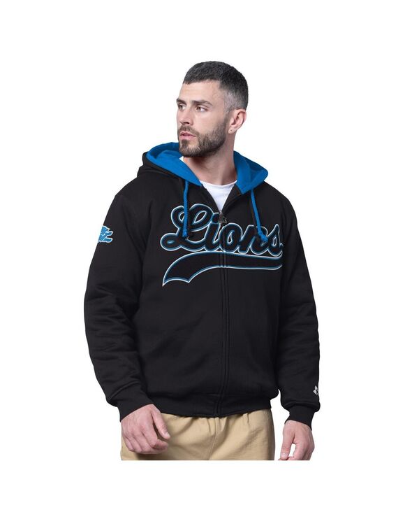 スターター メンズ アウター パーカー・スウェット Starter Men's Black Detroit Lions Big Shot Full-Zip Double Hoodie Black ブラック
