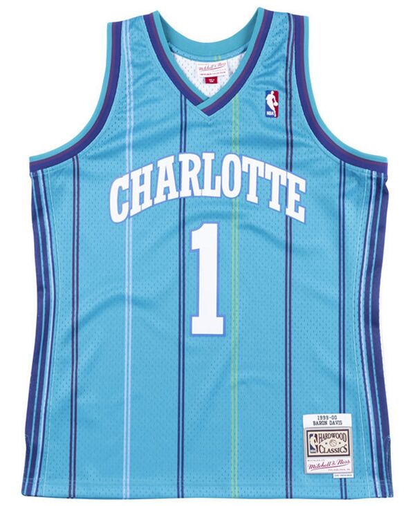 ミッチェル&ネス メンズ トップス シャツ ジャージー Mitchell & Ness Men's Baron Davis Charlotte Hornets Hardwood Classic Swingman Jersey Teal ティール