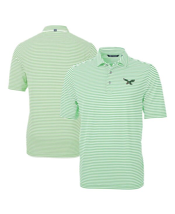 カッターアンドバック メンズ トップス ポロシャツ Cutter & Buck Men's Kelly Green Philadelphia Eagles Virtueco Pique Stripe Polo Kelly Green グリーン