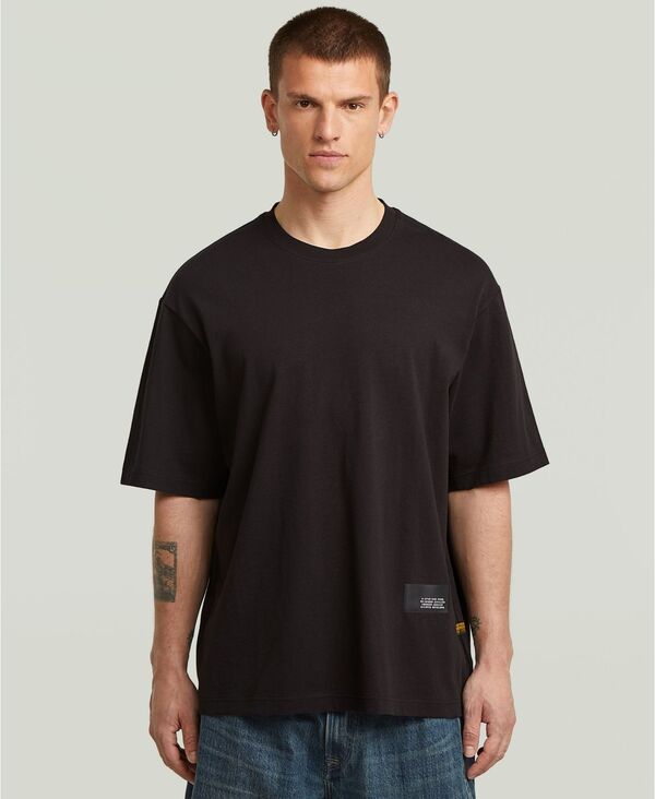 ジースター メンズ トップス Tシャツ クルーネック グラフィック G-Staraw Men's Badge Boxy Crewneck Graphic T-Shirt Black ブラック