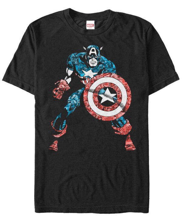 フィフスサン メンズ トップス Tシャツ キャップ Fifth Sun Marvel Men's Comicollection Distressed Captain America Short Sleeve T-Shirt Black ブラック
