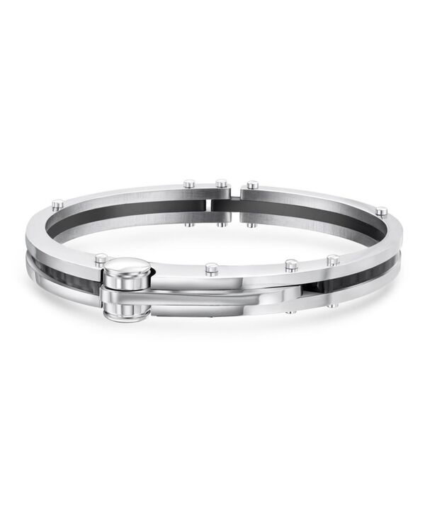 ブリング レディース アクセサリー ブレスレット・バングル・アンクレット Tシャツ Bling Jewelry Biker Handcuff Bracelet Stainlessteel 8 Inch Clasp Two-tone