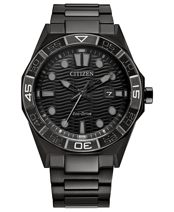 シチズン メンズ アクセサリー 腕時計 Tシャツ Citizen Men's Eco-Drive Sport Casual Brycen Black Stainlessteel Bracelet Watch 42mm Black ブラック