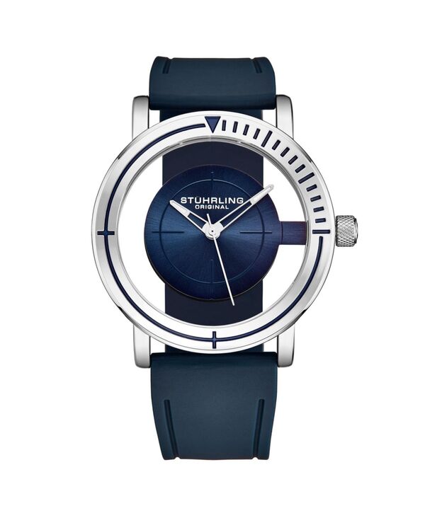 ストゥーリング メンズ 付属品 ウオッチ Stuhrling Men sniper 3915 Quartz Aviator Watch 42粍 Crosshair Target Dial Rubber Strap 5 非同期転送モード Blue 青み