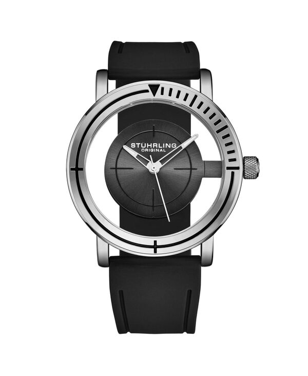 ストゥーリング メンズ 付属品 ウオッチ Stuhrling Men sniper 3915 Quartz Aviator Watch 42粍 Crosshair Target Dial Rubber Strap 5 非同期転送モード Grey 薄墨色