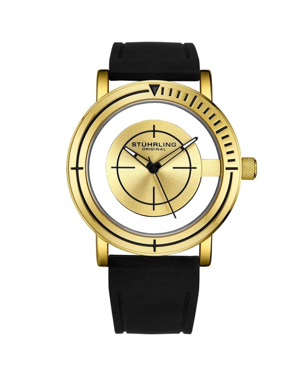ストゥーリング メンズ アクセサリー 腕時計 Stuhrling Men sniper 3915 Quartz Aviator Watch 42mm Crosshair Target Dial Rubber Strap 5 ATM Yellow Gold イエロー
