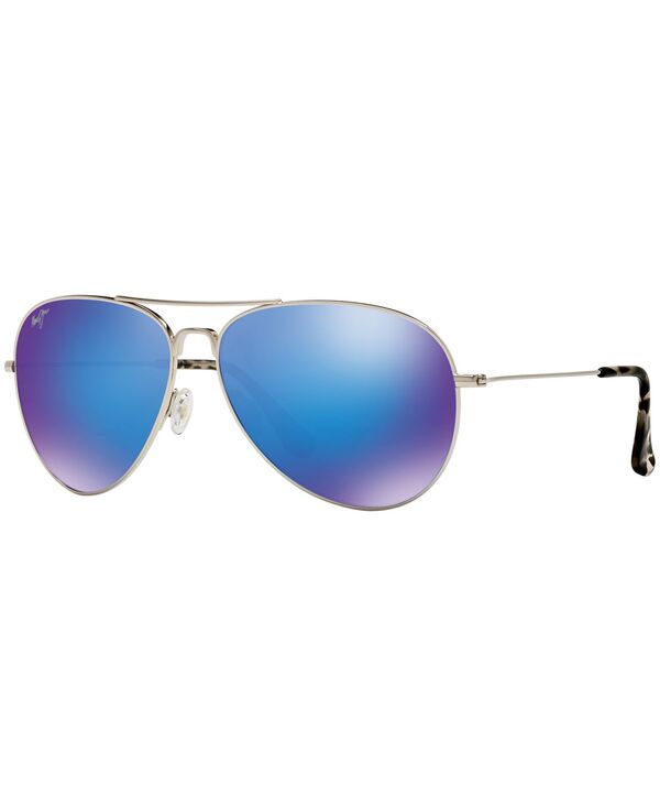 マウイ体育館 レディース 佩び物 サングラス・アイウェア Maui Jim Polarized Mavericksunglasses 264 SILVER SHINY/BLUE MIRROR POLAR 青色