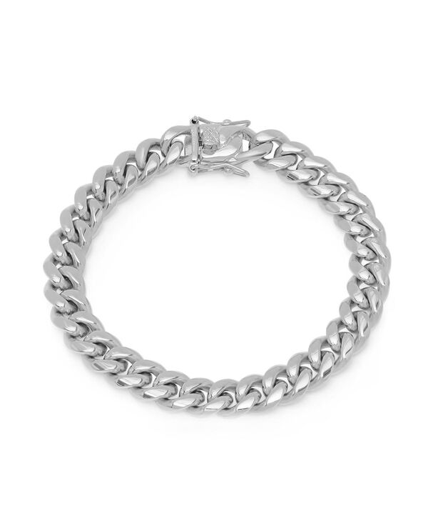 スティールタイム メンズ アクセサリー ブレスレット・バングル・アンクレット Tシャツ STEELTIMEntainlessteel Miami Cuban Chain Link Style Bracelet with 10mm Box Clasp Bracelet Silver シルバー